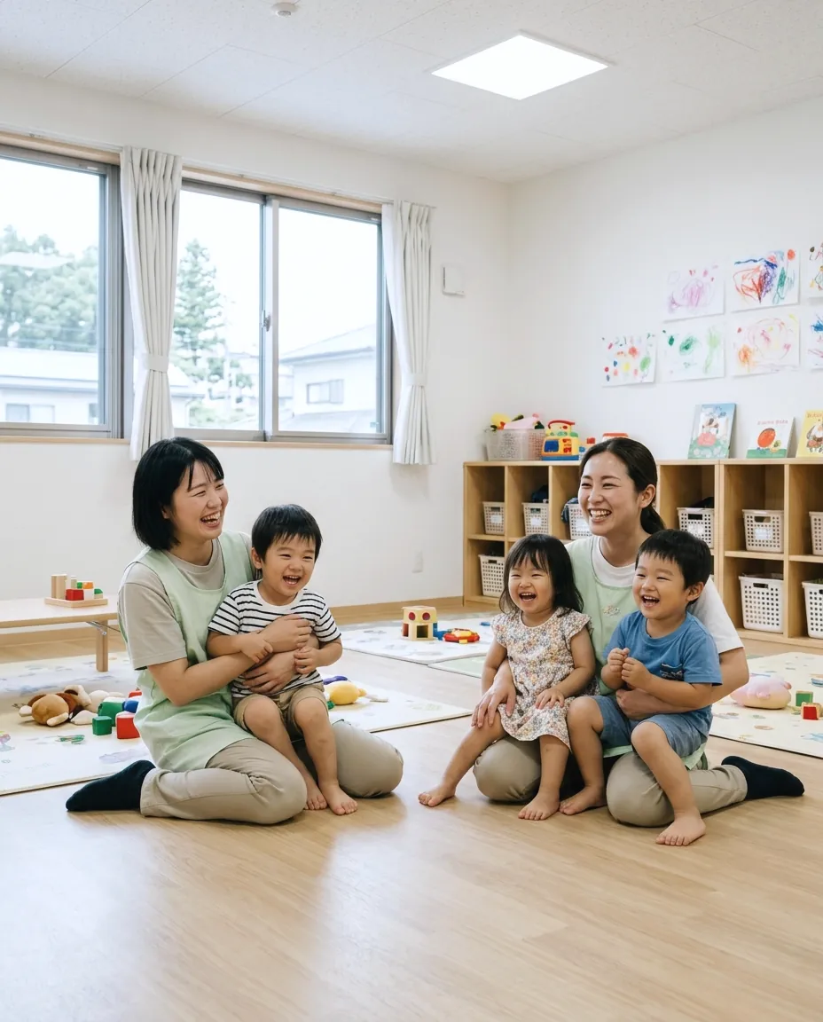 連絡帳を書く保育者